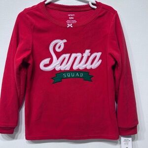 NWT Carters Kids Red Fleece Santa Long Sleeve Shirt Size‎ 5/5A